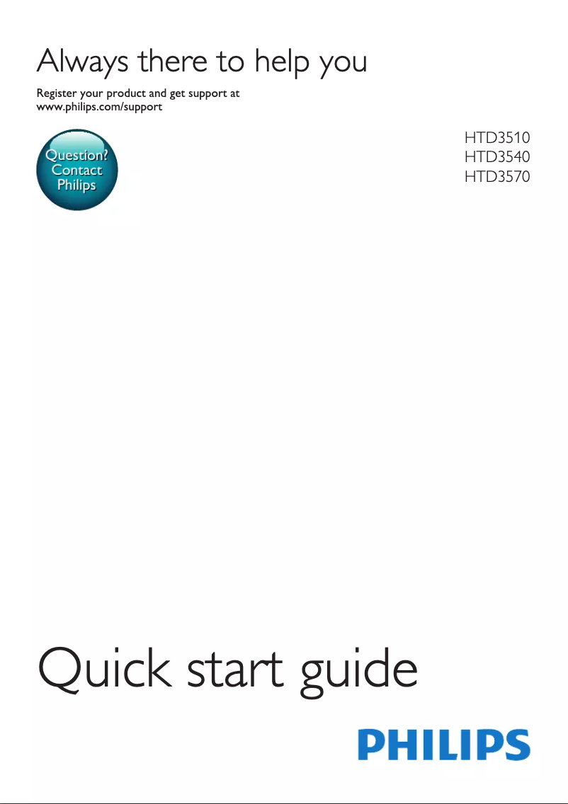 Page 1 de la notice Guide de démarrage rapide Philips HTD3540