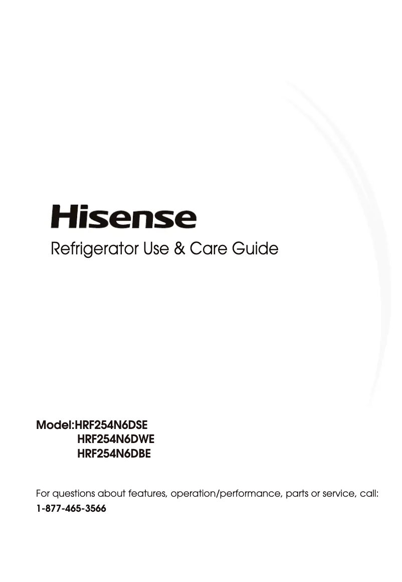 Page 1 de la notice Manuel utilisateur Hisense HRF254N6DSE