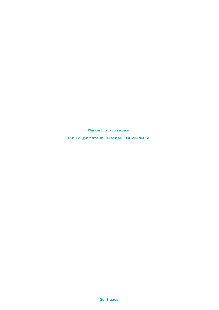 Page 1 de la notice Manuel utilisateur Hisense HRF254N6DSE