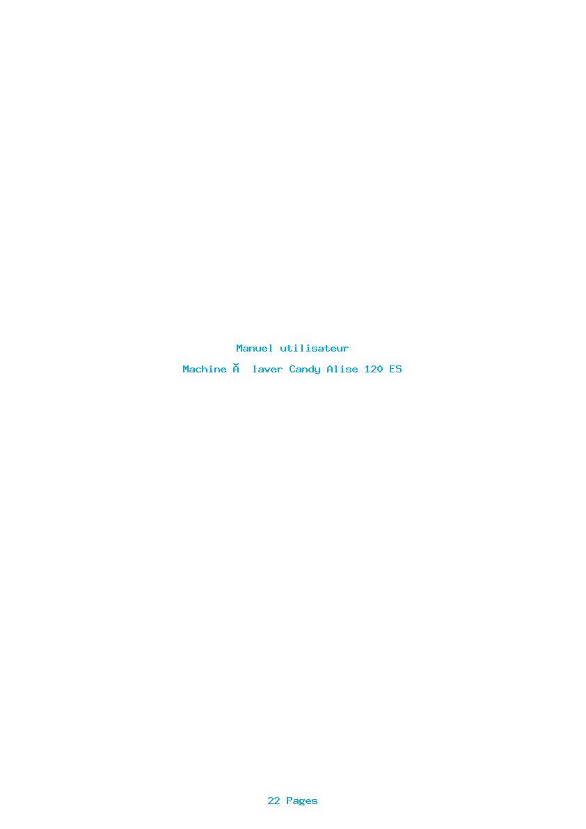 Page 1 de la notice Manuel utilisateur Candy Alise 120 ES