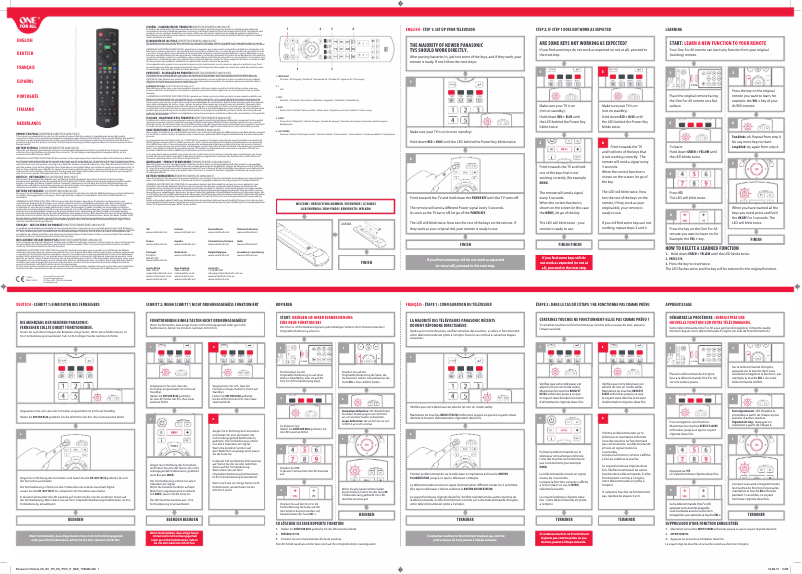 Page 1 of the manual User Manual One for all URC 1914 Panasonic