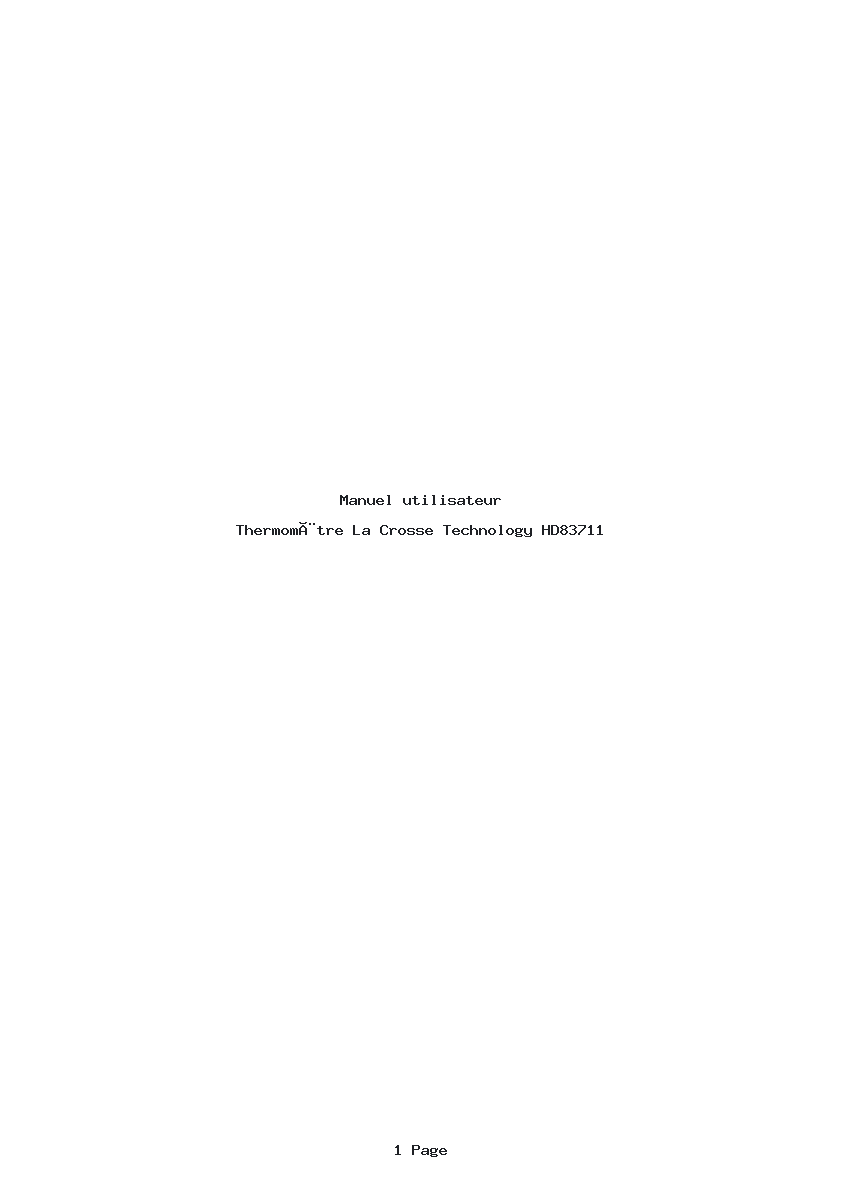 Page 1 de la notice Manuel utilisateur La Crosse Technology HD83711
