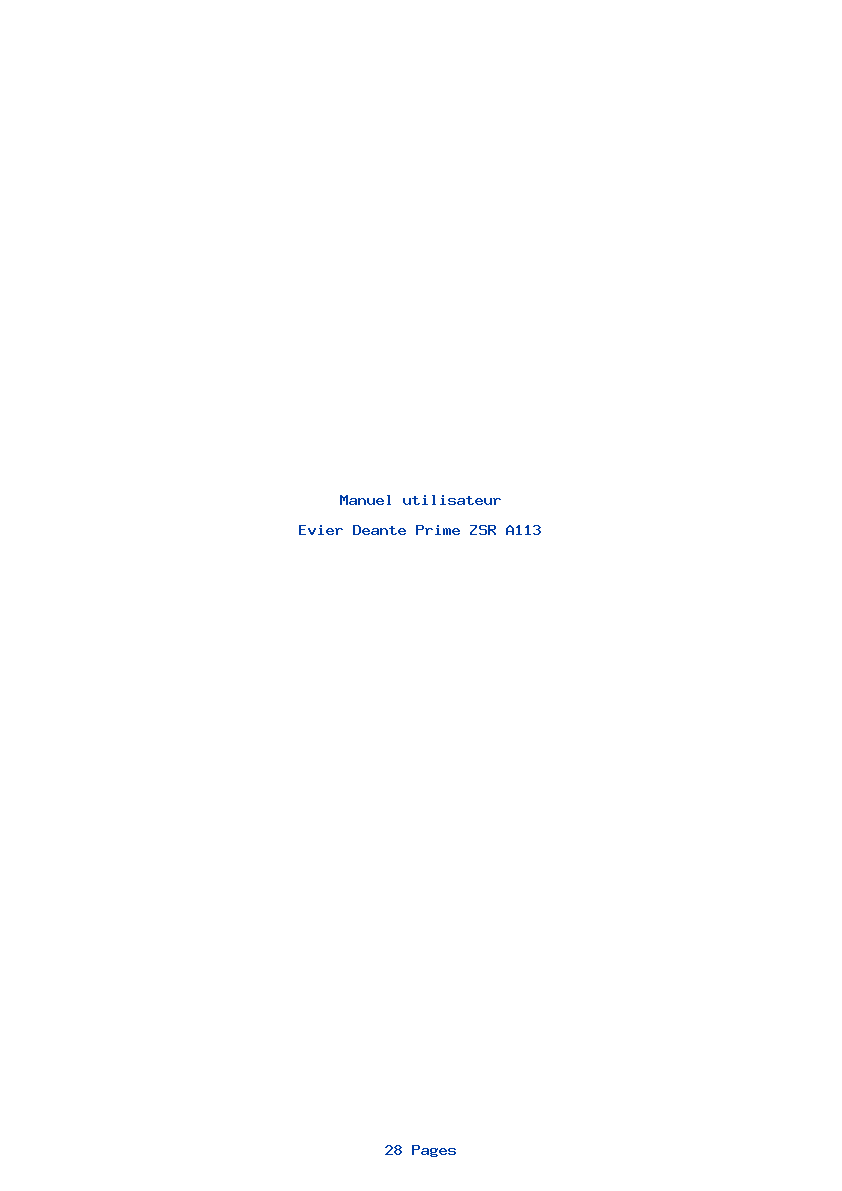 Page 1 de la notice Manuel utilisateur Deante Prime ZSR A113