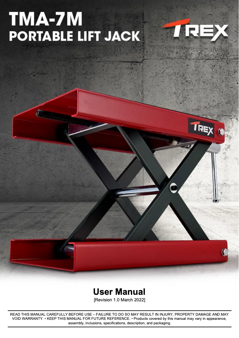 Page 1 de la notice Manuel utilisateur T-Rex TMA-7M