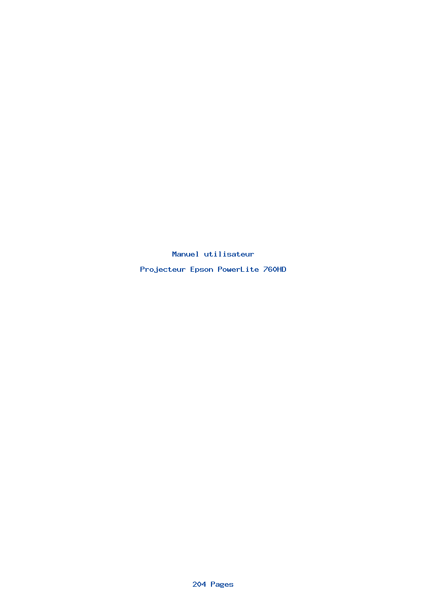 Page 1 de la notice Manuel utilisateur Epson PowerLite 760HD