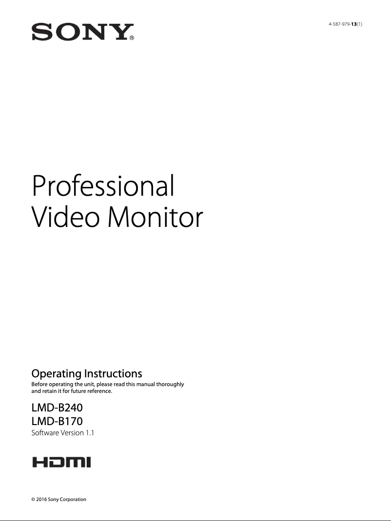 Page 1 de la notice Manuel utilisateur Sony LMD-B240