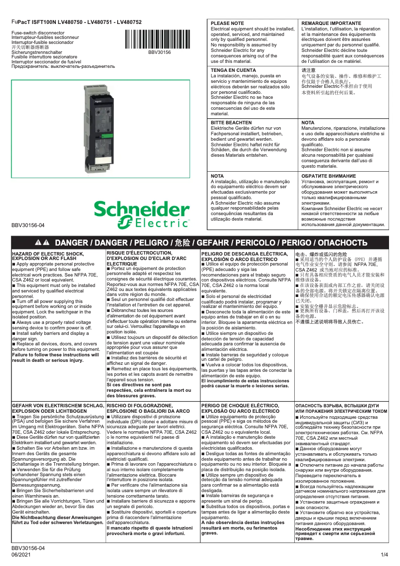 Page 1 de la notice Manuel utilisateur Schneider LV480750