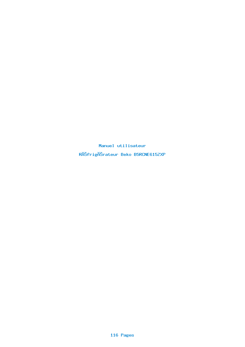 Page 1 de la notice Manuel utilisateur Beko B5RCNE615ZXP