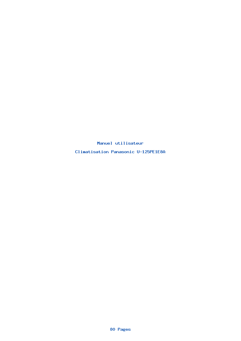 Page 1 de la notice Manuel utilisateur Panasonic U-125PE1E8A
