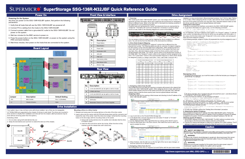 Page 1 de la notice Guide de démarrage rapide Supermicro SuperStorage SSG-136R-N32JBF