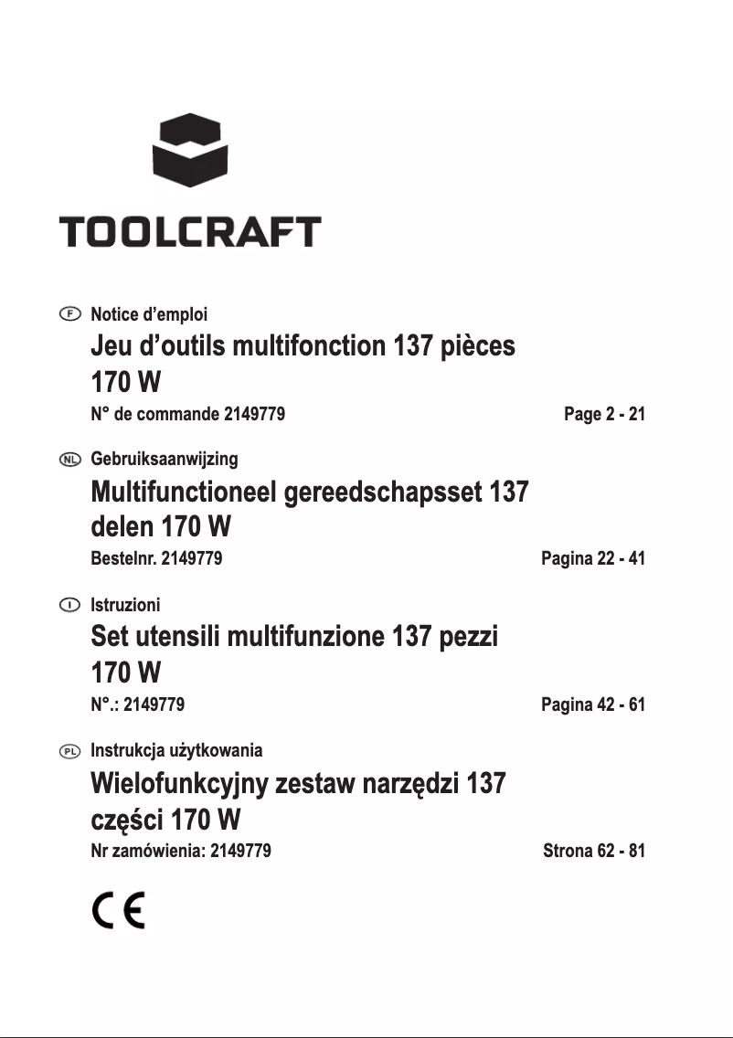 Page 1 de la notice Manuel utilisateur Toolcraft MW-138
