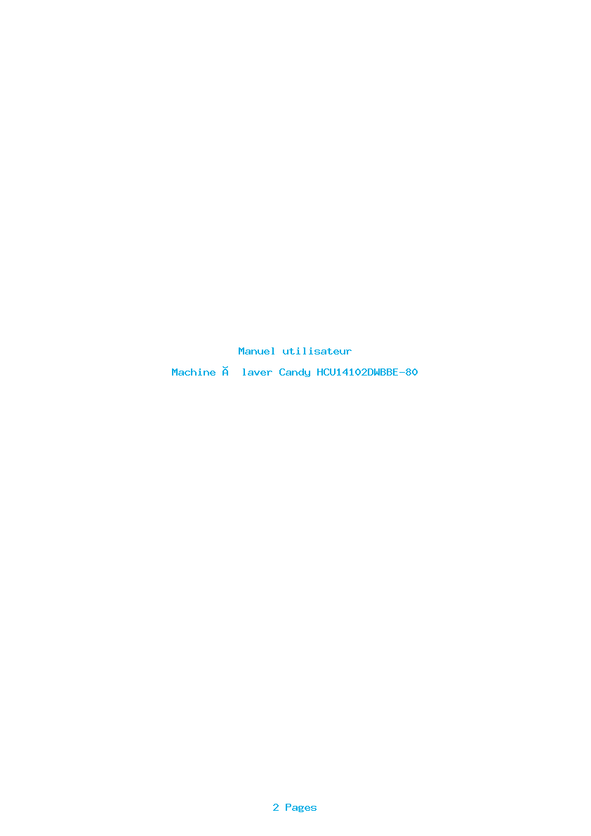 Page 1 de la notice Manuel utilisateur Candy HCU14102DWBBE-80