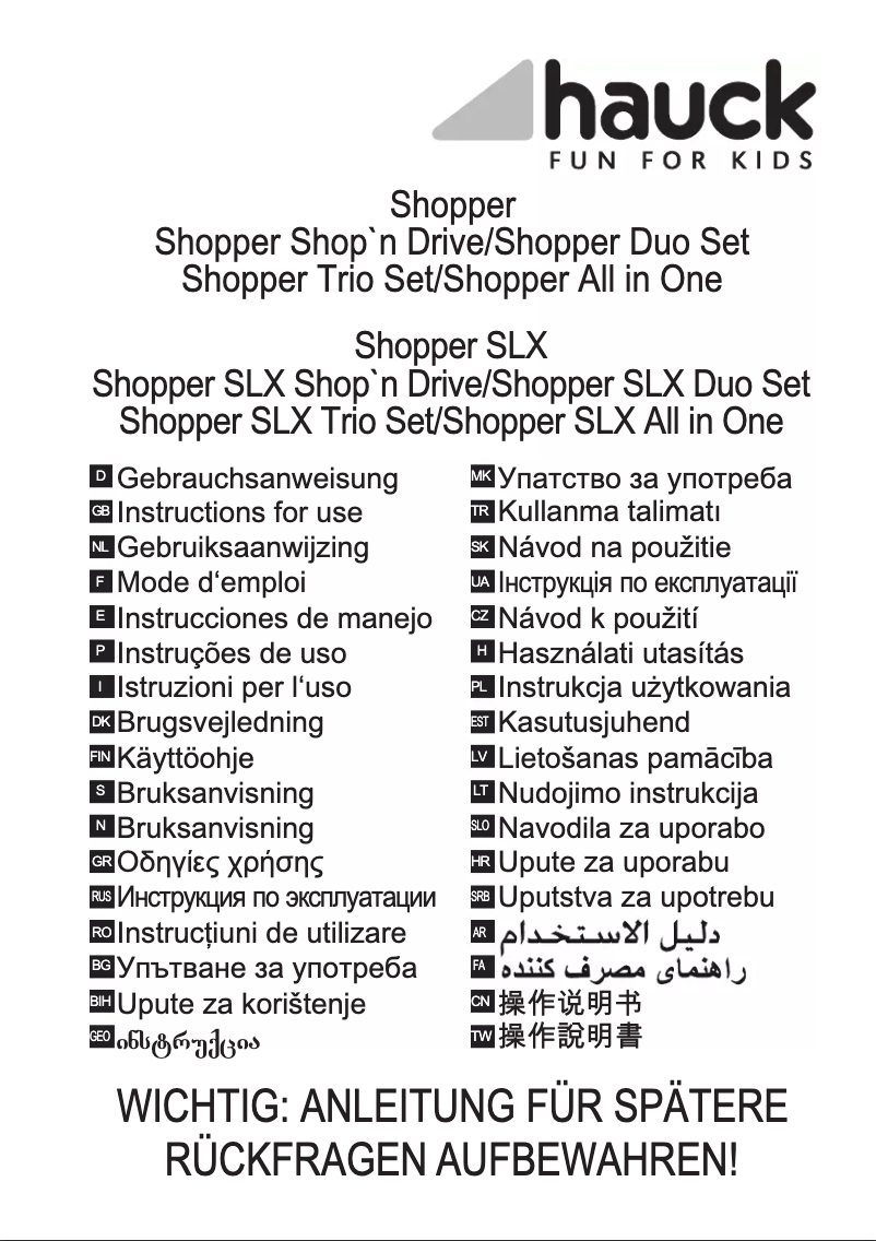 Page 1 de la notice Manuel utilisateur Hauck Shopper SLX Shop n Drive