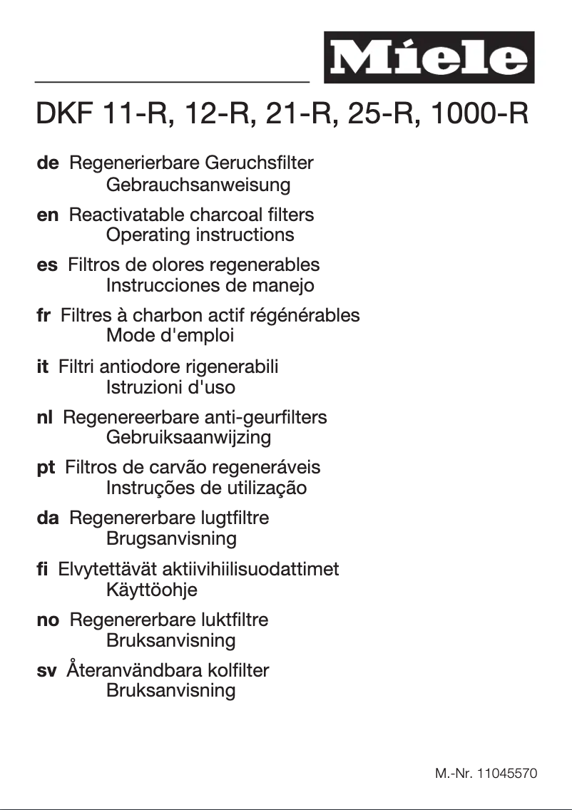 Page 1 de la notice Manuel d'utilisation et d'entretien Miele DKF 11-R