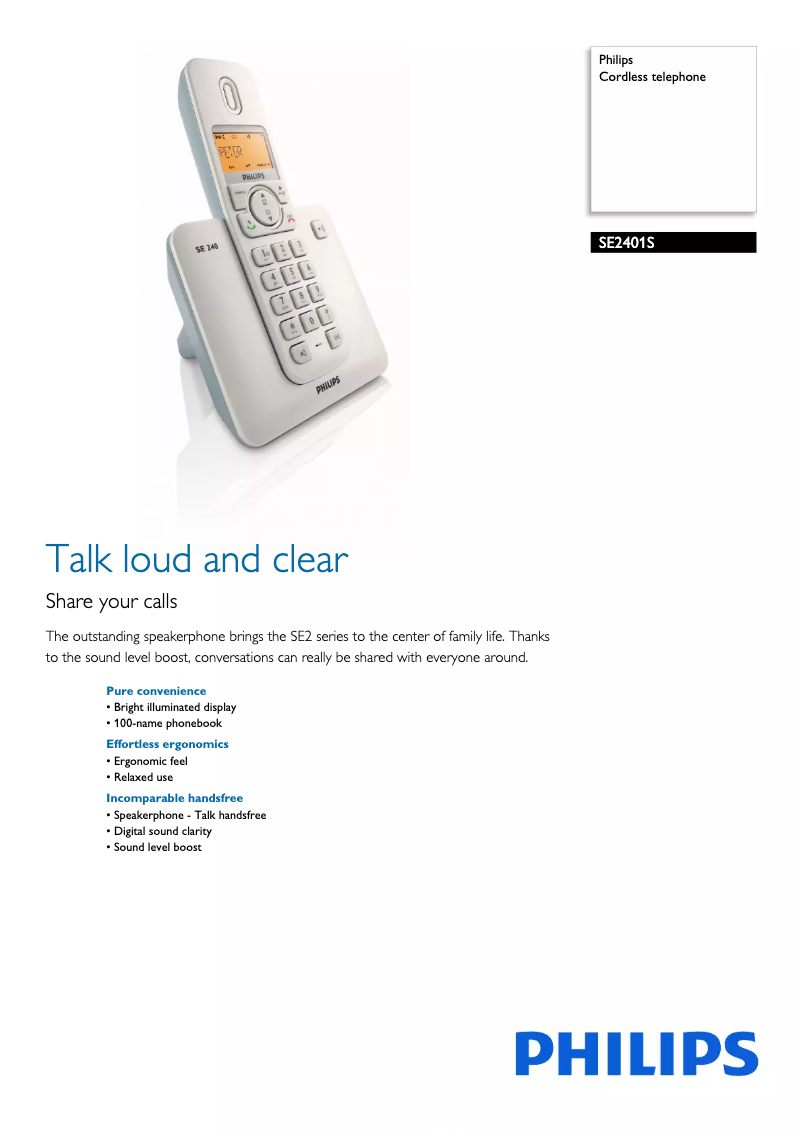 First page image of the manual for SE2401S