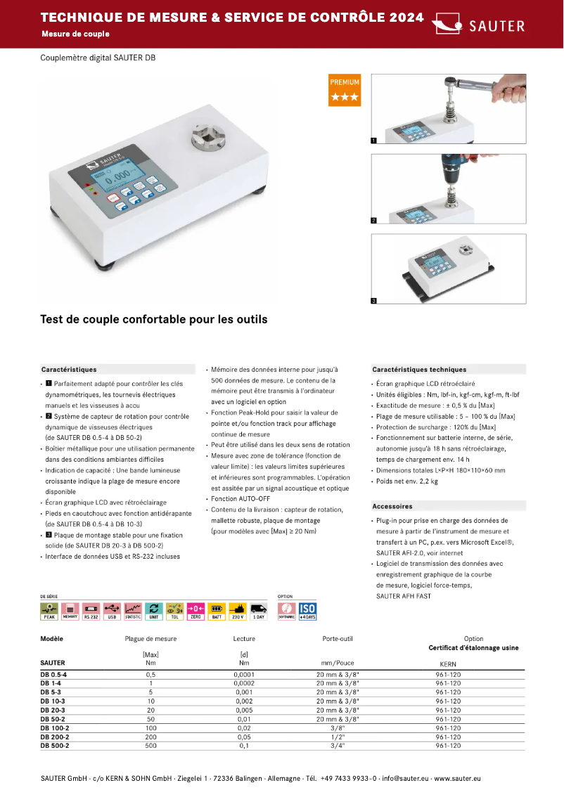 Page 1 de la notice Brochure Kern DB 20-3