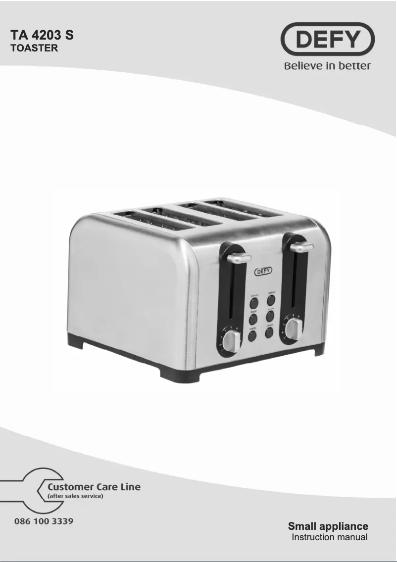 Page 1 de la notice Manuel utilisateur Defy TA4203S