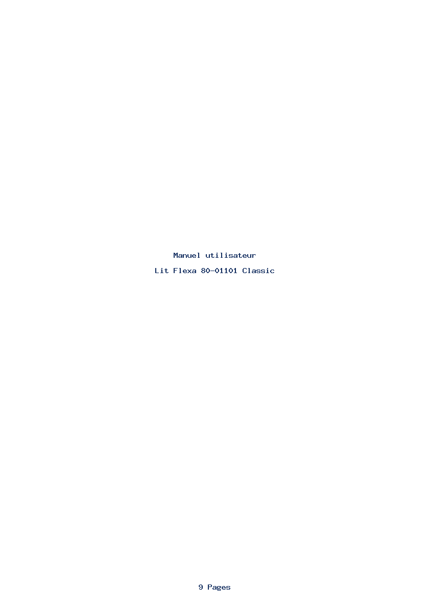 Page 1 de la notice Manuel utilisateur Flexa 80-01101 Classic