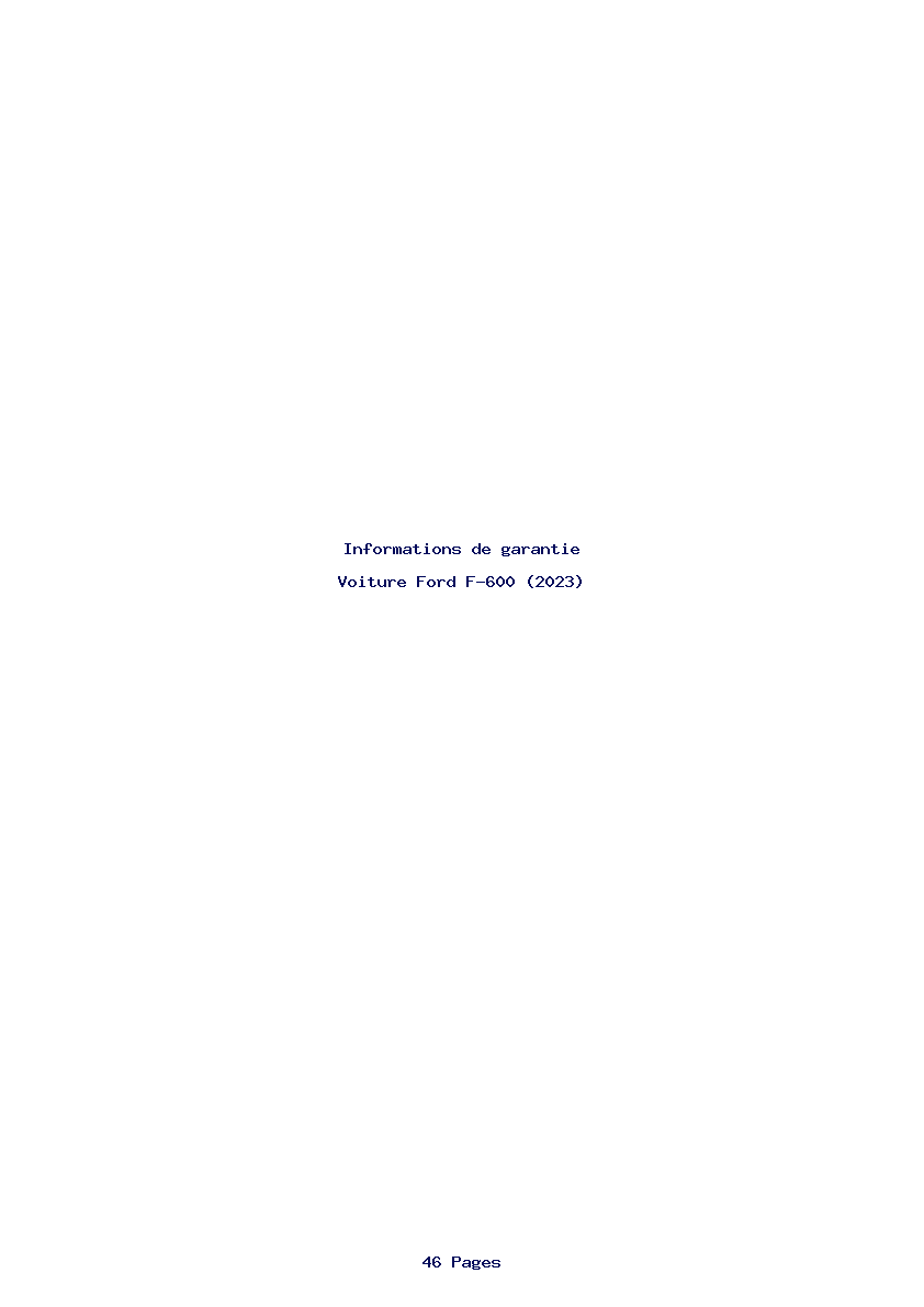 Page 1 de la notice Informations de garantie Ford F-600 (2023)