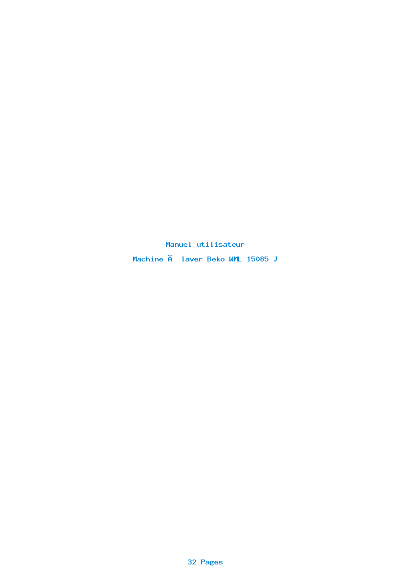 Page 1 de la notice Manuel utilisateur Beko WML 15085 J