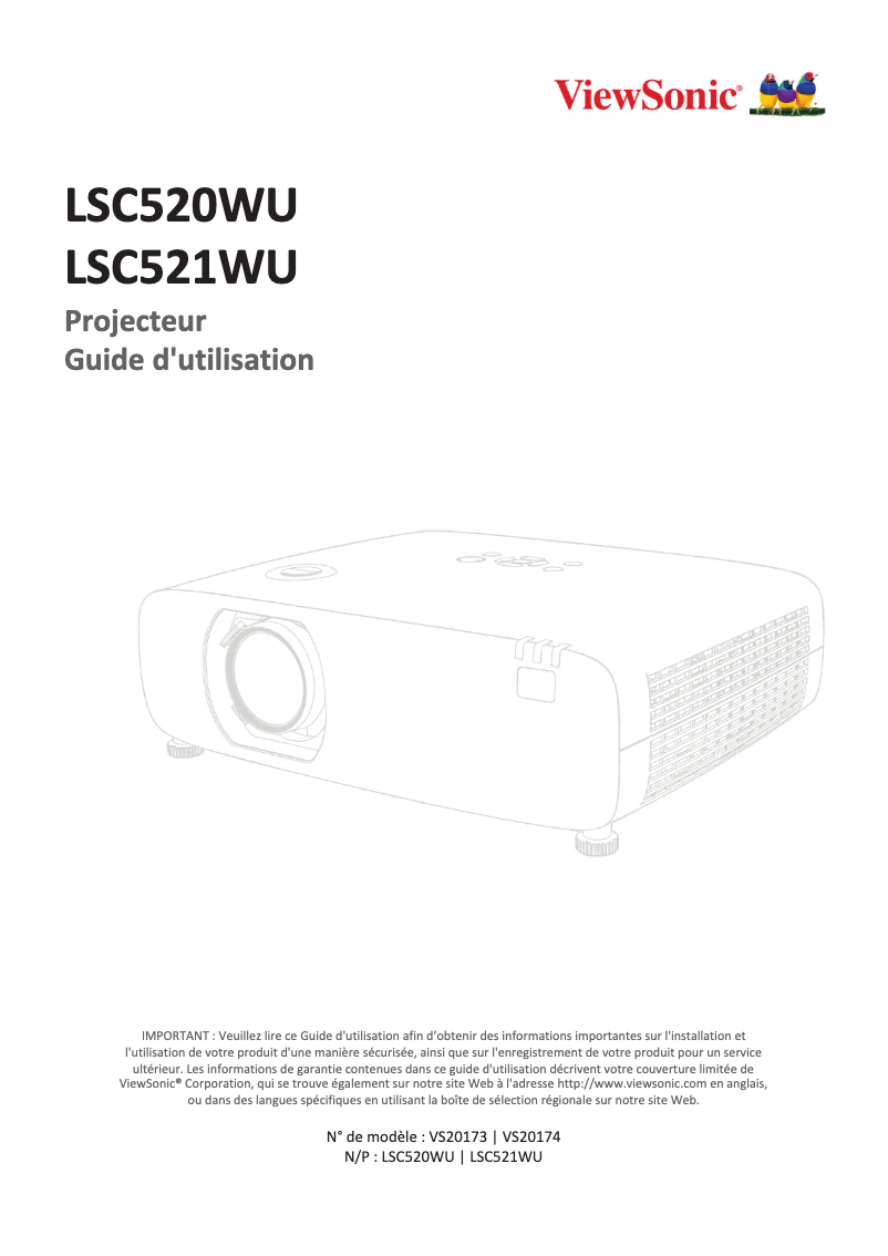 Page 1 de la notice Manuel utilisateur Viewsonic LSC520WU
