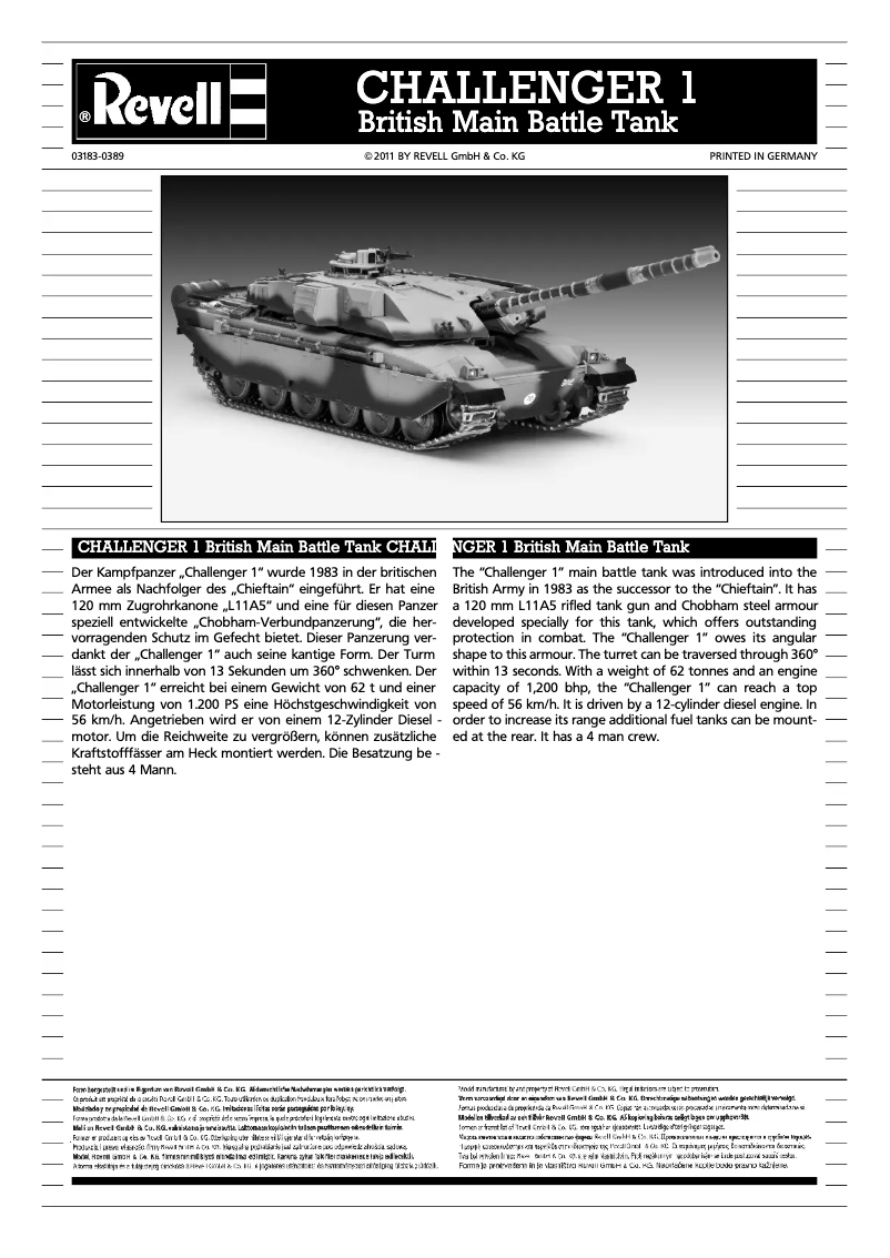 Page 1 de la notice Manuel utilisateur Revell CHALLENGER I