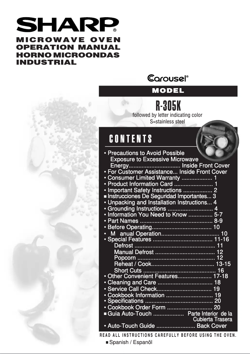 Página 1 del manual Manual de usuario Sharp R-305KS