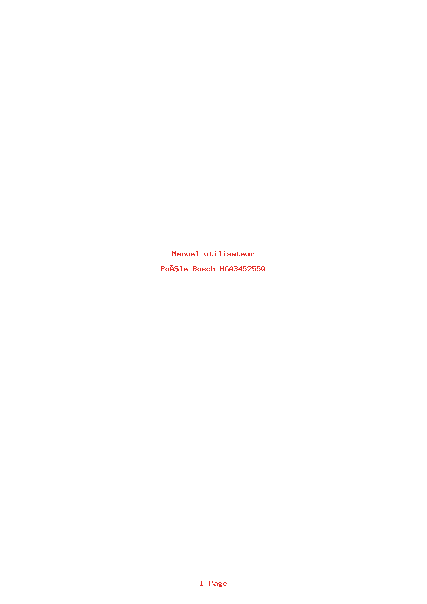 Page 1 de la notice Manuel utilisateur Bosch HGA345255Q