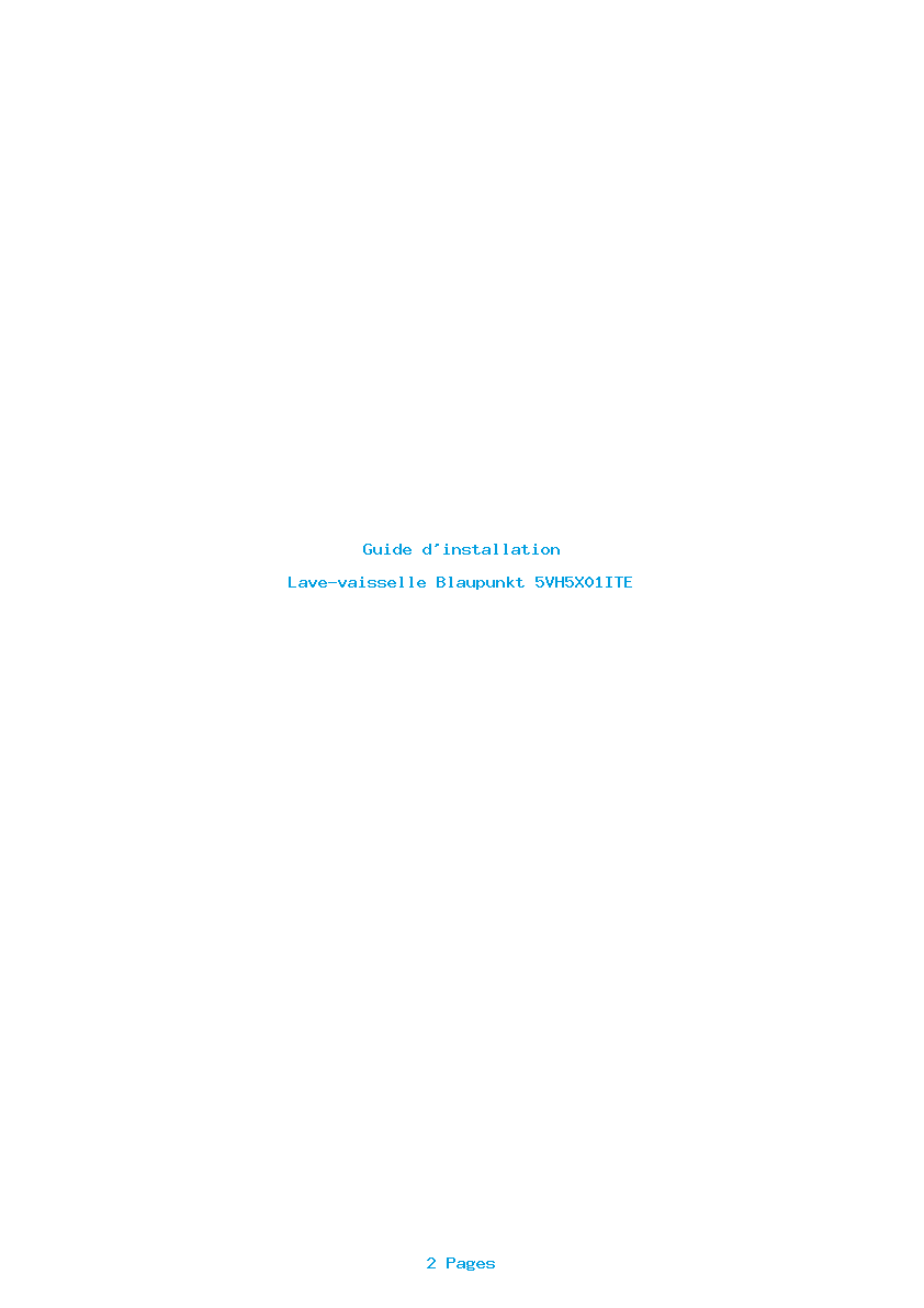 Page 1 de la notice Guide d'installation Blaupunkt 5VH5X01ITE