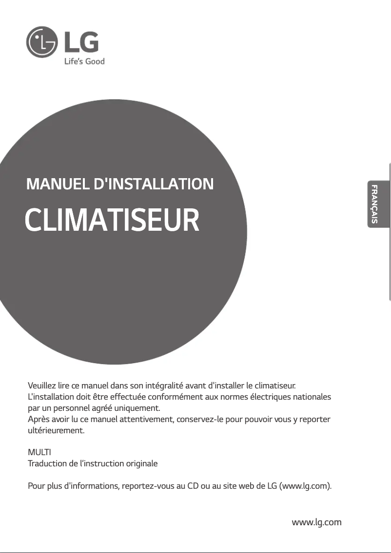 Page 1 de la notice Guide d'installation LG FM48AH