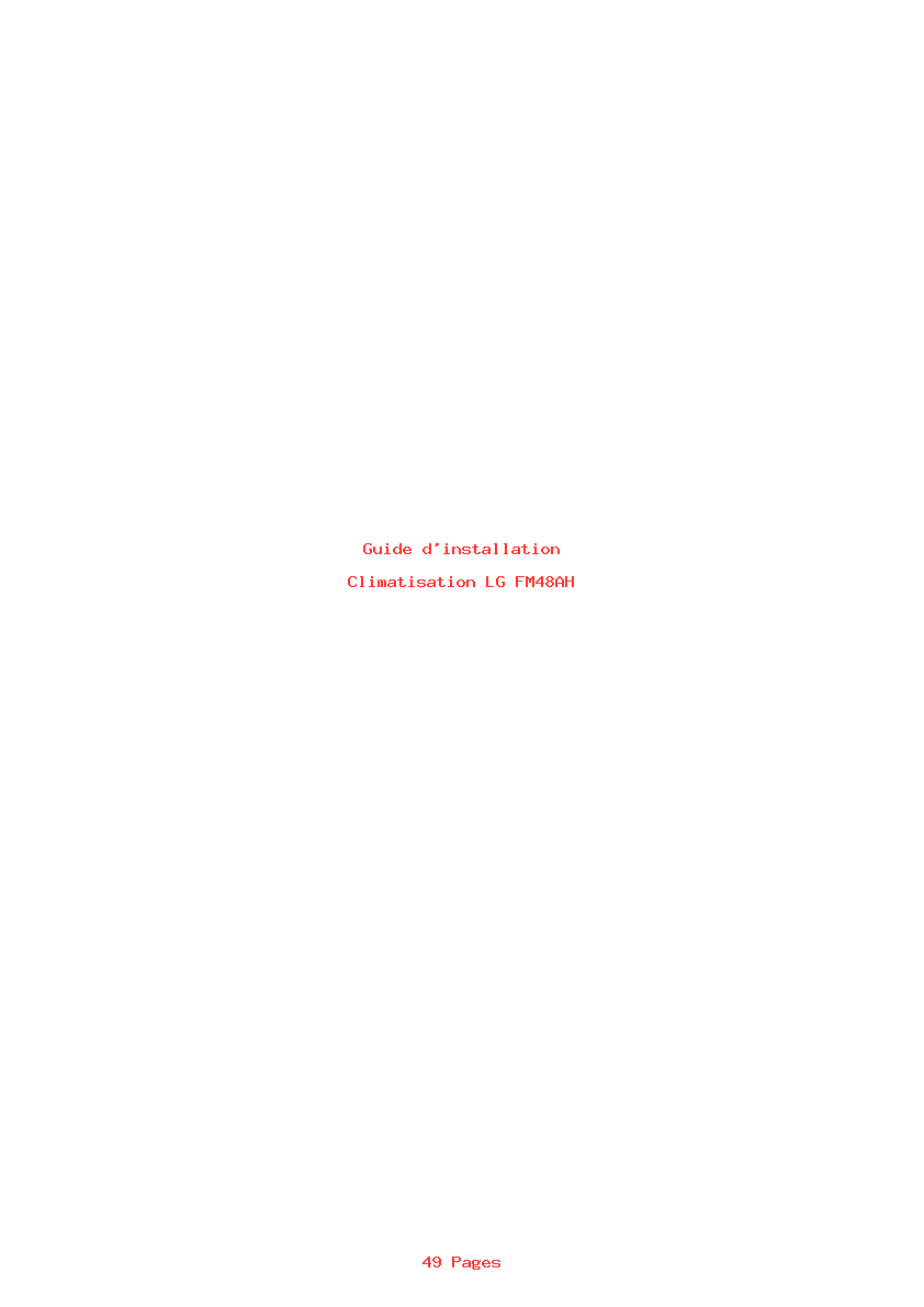 Page 1 de la notice Guide d'installation LG FM48AH
