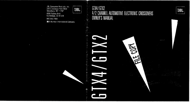 Page 1 de la notice Manuel utilisateur JBL GTX2