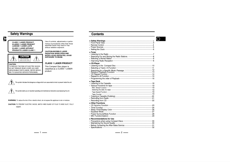 Page 1 of the manual User Manual Samsung RCDS70