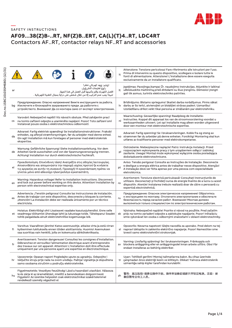 Page 1 de la notice Manuel utilisateur ABB AF30ZB-30-00RT-21