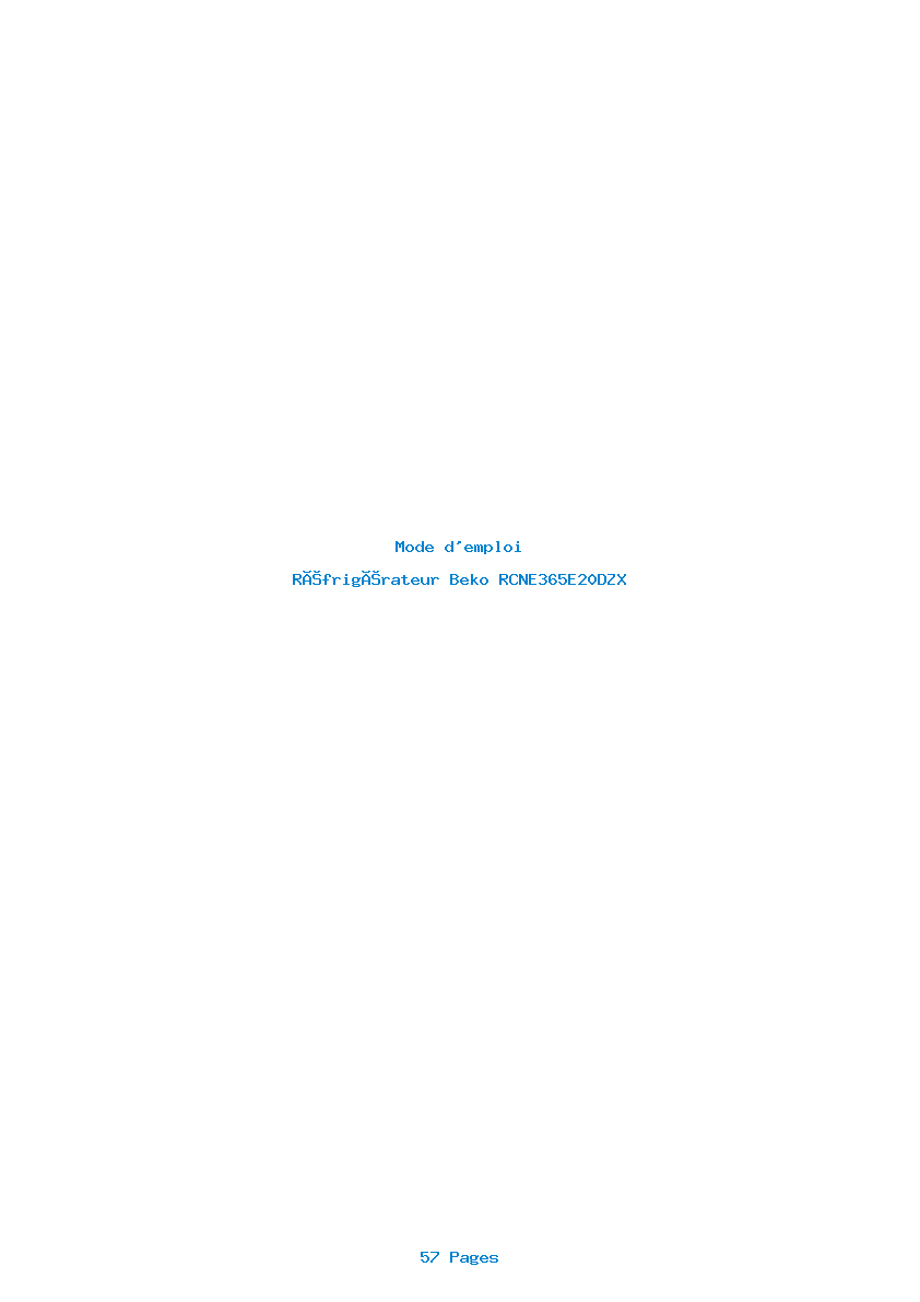 Page 1 de la notice Mode d'emploi Beko RCNE365E20DZX
