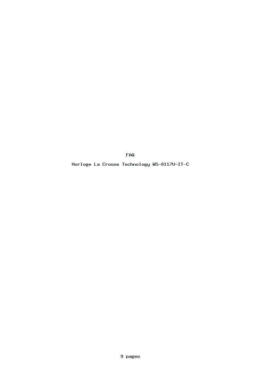 Page 1 de la notice FAQ La Crosse Technology WS-8117U-IT-C