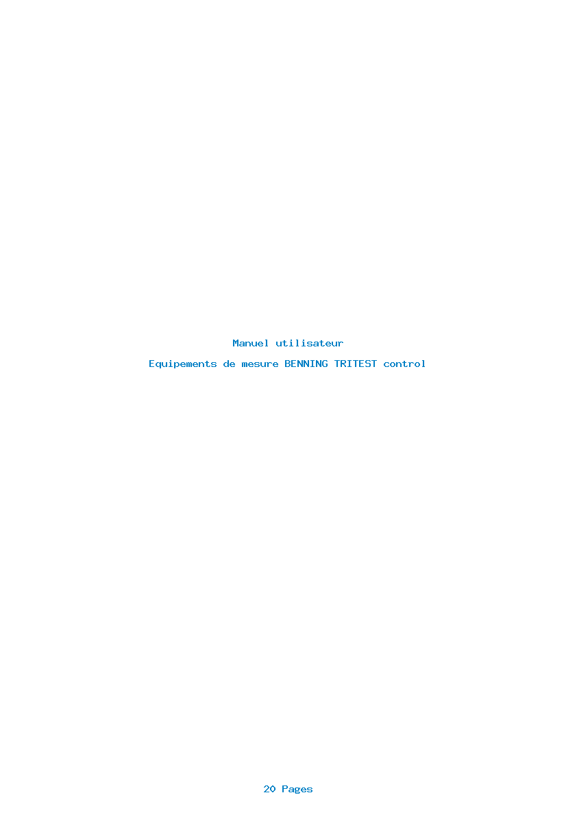Page 1 de la notice Manuel utilisateur BENNING TRITEST control