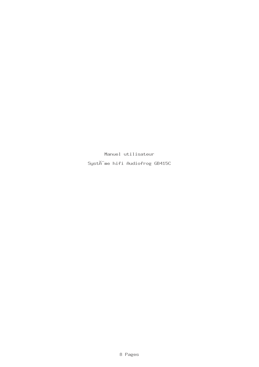 Page 1 de la notice Manuel utilisateur Audiofrog GB415C