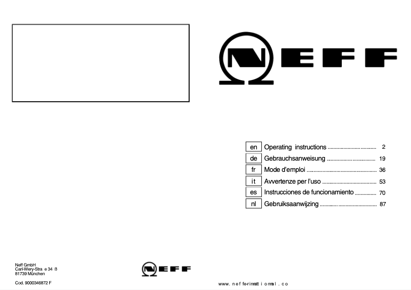 Page 1 of the manual User Manual Neff T 67F76 N0