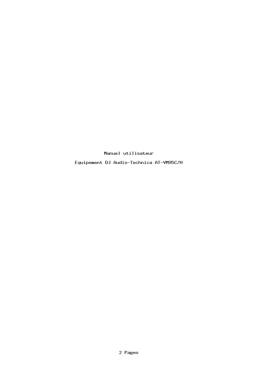 Page 1 de la notice Manuel utilisateur Audio-Technica AT-VM95C/H