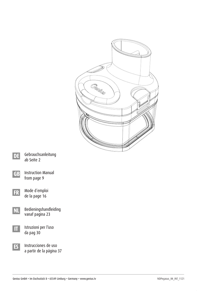 Page 1 de la notice Manuel utilisateur Genius Nicer Dicer Pegasus
