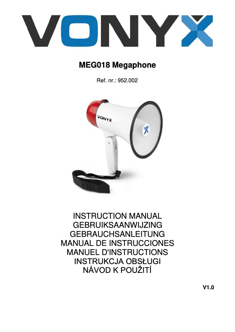 Page 1 de la notice Manuel utilisateur Vonyx MEG018