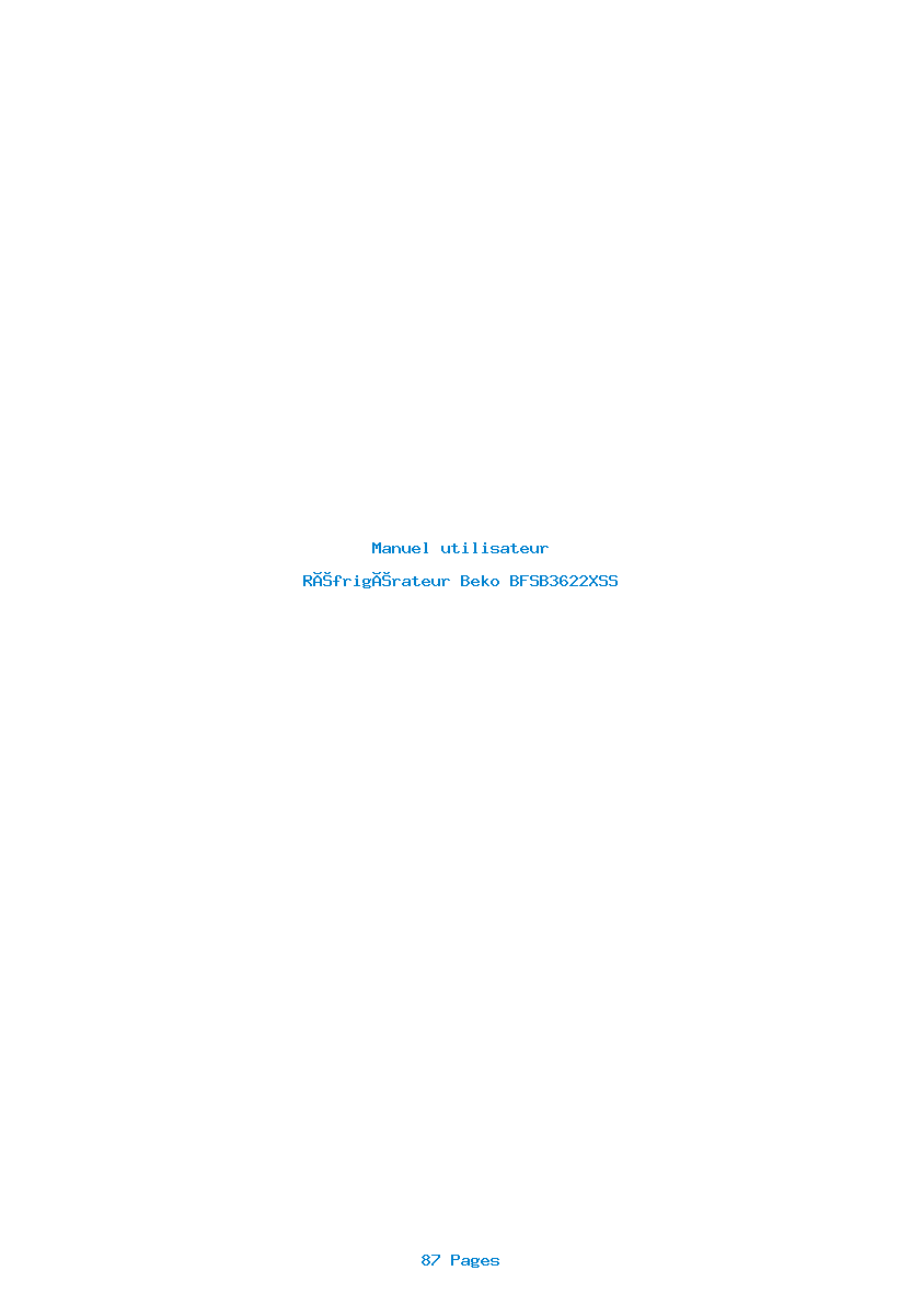 Page 1 de la notice Manuel utilisateur Beko BFSB3622XSS