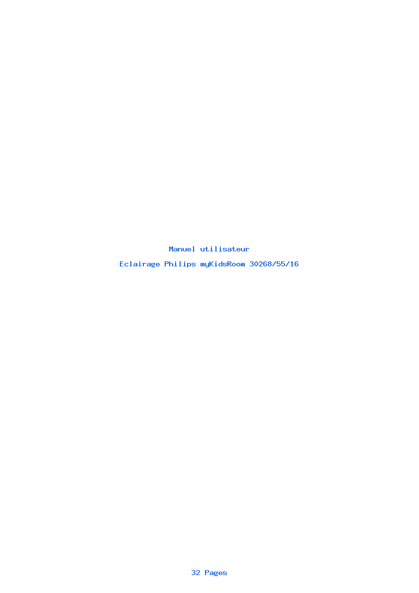 Page 1 de la notice Manuel utilisateur Philips myKidsRoom 30268/55/16