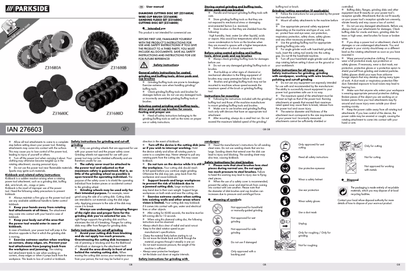 Page 1 de la notice Manuel utilisateur Parkside PWZS4 2 A1