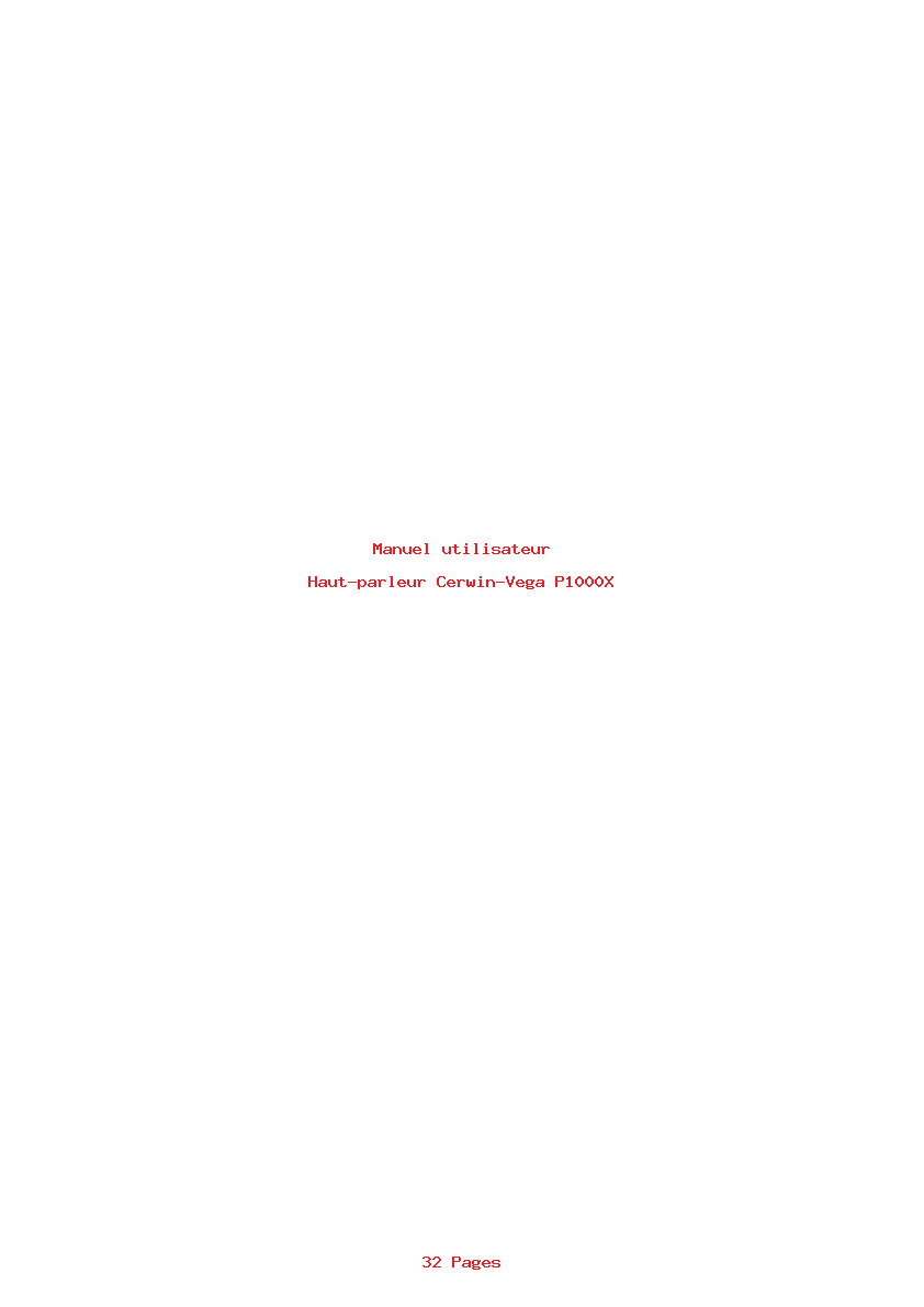 Page 1 de la notice Manuel utilisateur Cerwin-Vega P1000X