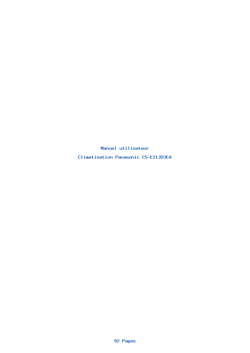Page 1 de la notice Manuel utilisateur Panasonic CS-E21JD3EA