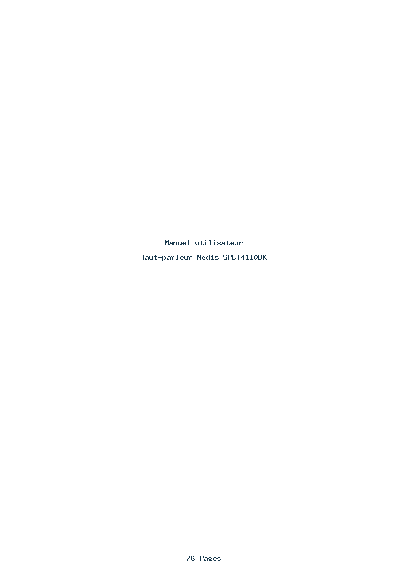Page 1 de la notice Manuel utilisateur Nedis SPBT4110BK
