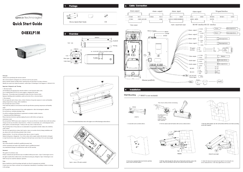 Page 1 de la notice Guide de démarrage rapide Speco Technologies O4BXLP1M
