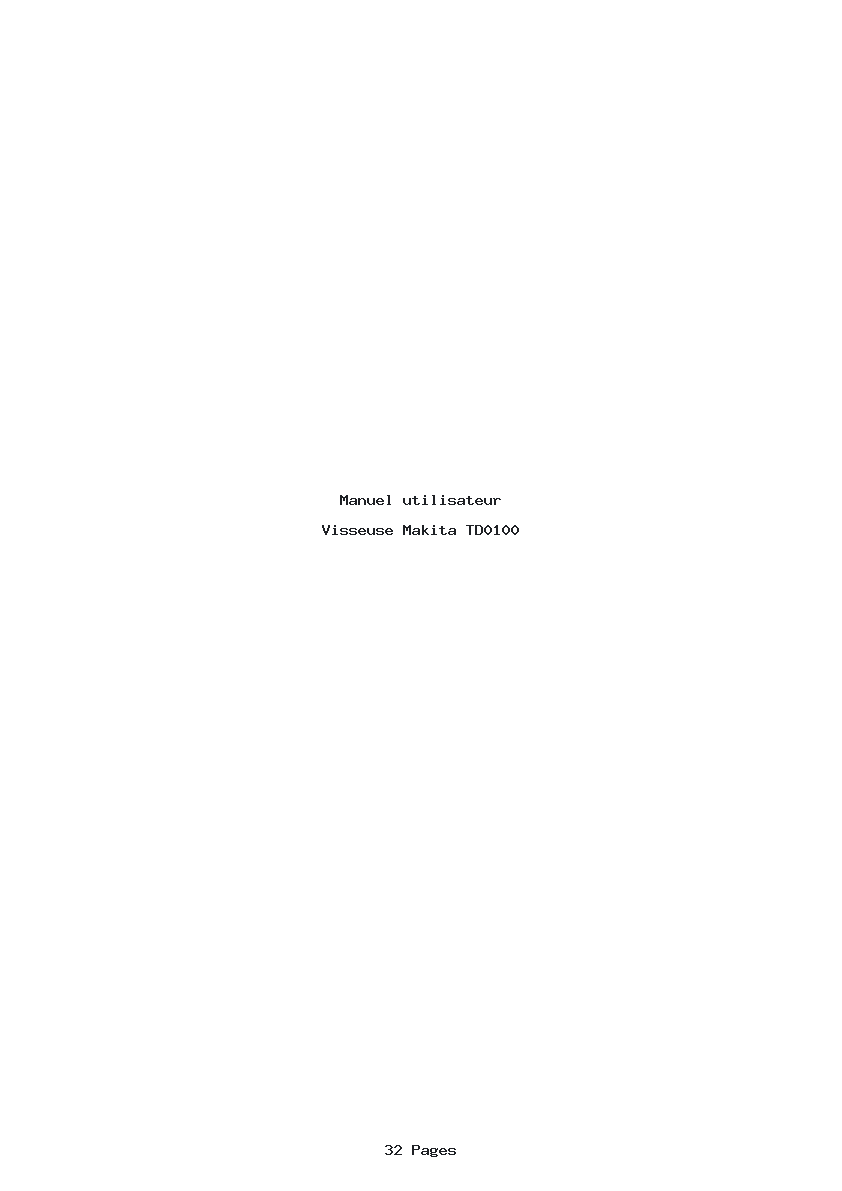 Page 1 de la notice Manuel utilisateur Makita TD0100